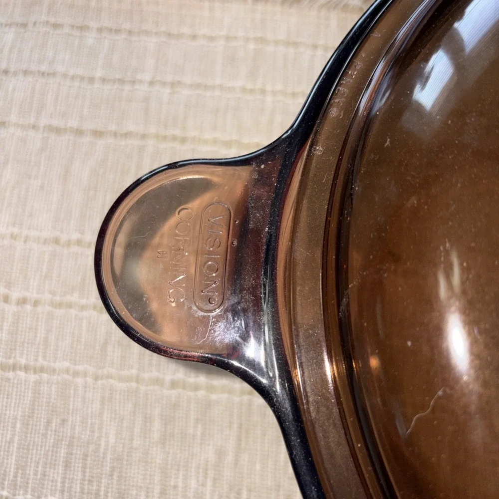 Corning AMBER VISIONS  4.5 L Serving Bowl and Lid Corning USA With Steam Basket